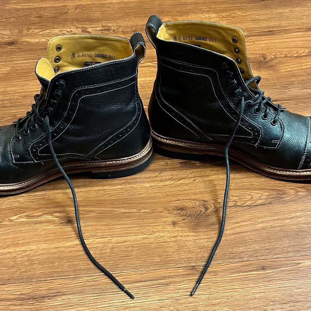 Stacy Adams Brockton Cap Toe Lace Boot 11D Black OLD MAN COMFORT pre-owned - Picture 3 of 11
